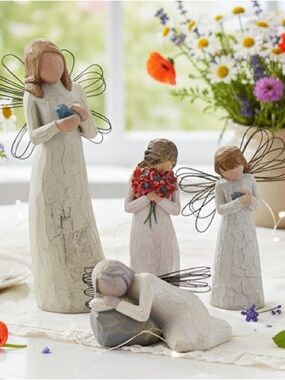 Willow Tree Angel Figurine Set - White, Cream, Brown, Blue, Red